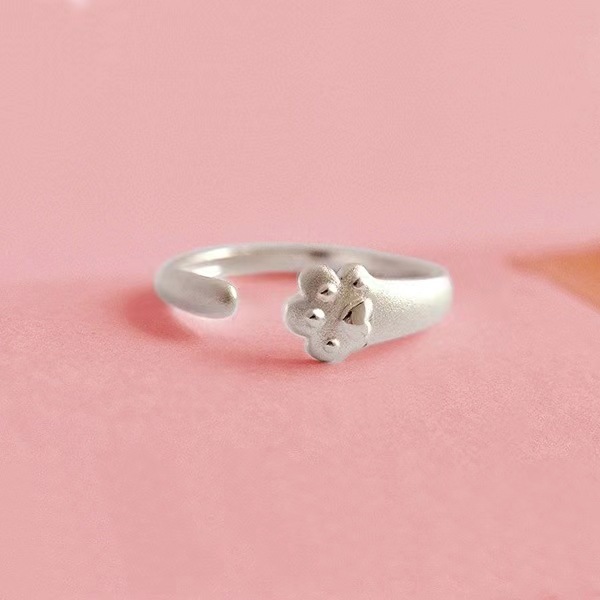 Chiba Japanese and Korean simple cute kitten ring female Open cat ears puppy ring small animal cartoon jewelry