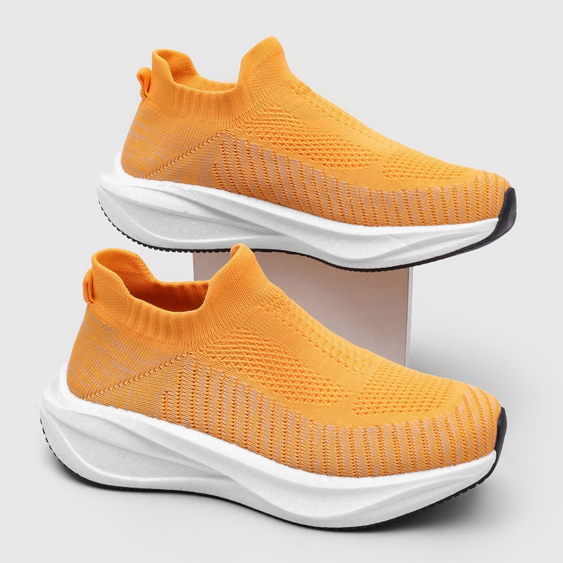 Tenis Tipo Calcetín para Correr de PU, Malla y TPU Sin Cordones Ligero para Uso Casual