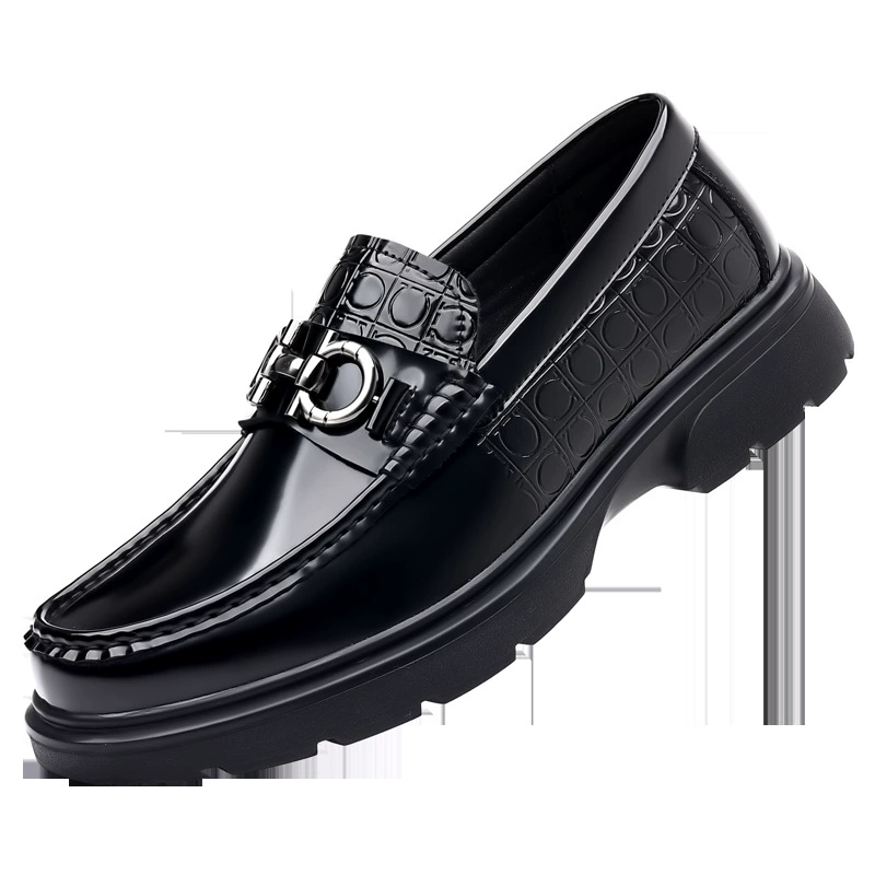 Low shoes English style for leather shoes, trend loafers platform, casual footwear, British style, autumn, Korean style