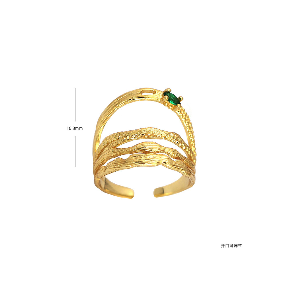 Fashion Geometric Silver Rings Inlay Gem 925 Silver Rings