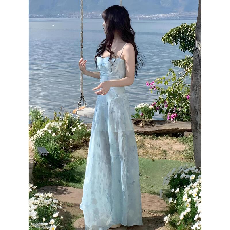 Sweet and Spicy Little Flying Sleeves, Gentle Style, Floral Waist, Slimming Look, Square Collar, Casual and Elegant Princess Dress, Puffy Dress Sweet and Spicy Little Flying Sleeves, Gentle Style, Floral Waist, Slimming Look, Square Collar, Casual and Elegant Princess Dress, Puffy Dress