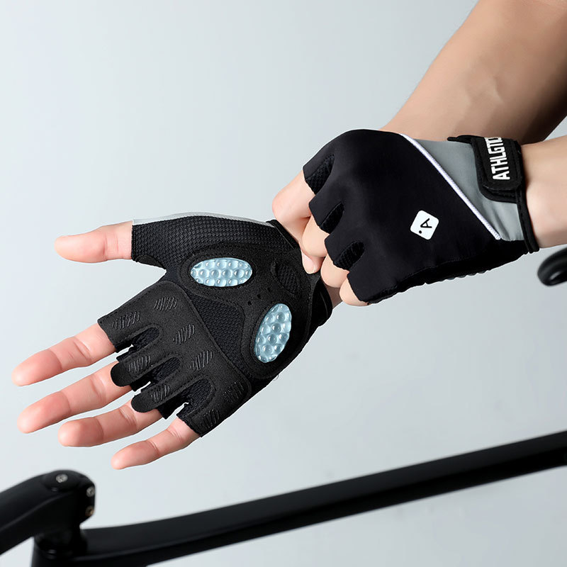 Guantes de gimnasio para hombres y mujeres para montar al aire libre respirado hielo antideslizante desgaste líquido de silicona guante de medio dedo deportivo