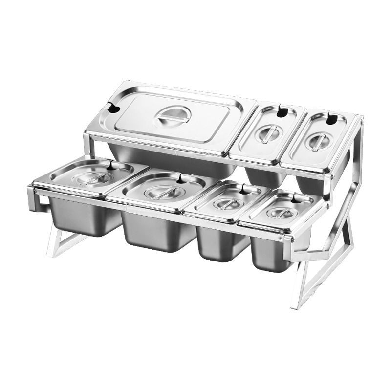 1/9不锈钢份数盆架果酱盒奶茶店分数盒架子奶茶小料调料盒子