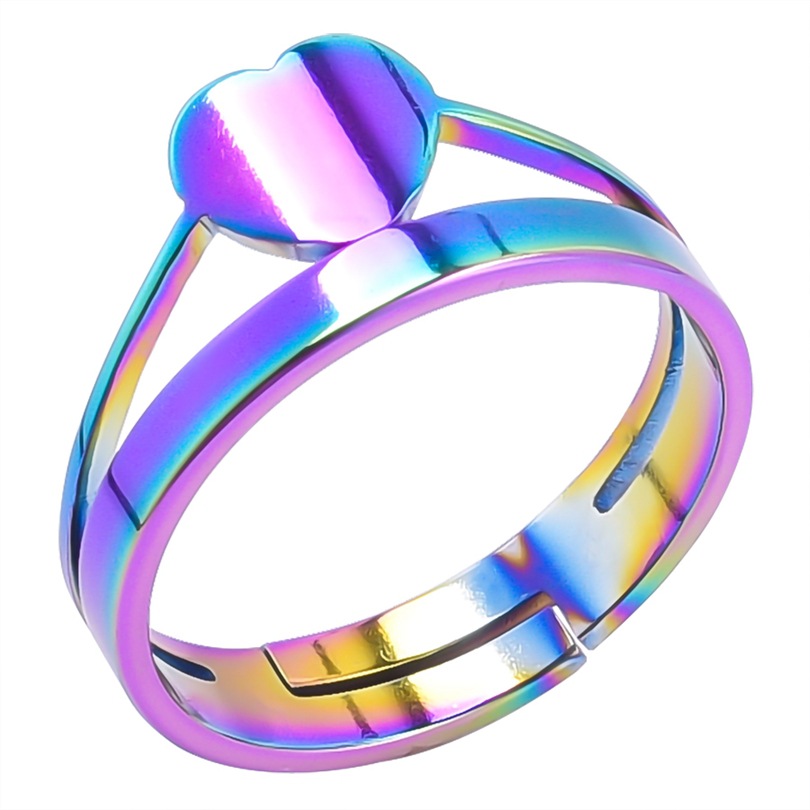 18K Gold Plating Color Adjustable Ring Size 1 Piece Quantity PVD Coated Real Gold Plated 18K Gold Heart Shape 304 Stainless Steel Sweet Waterproof Non Tarnish Open Ring