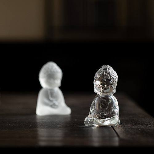 Ancient glass monk tea pet ornaments Zen glass Tathagata small Buddha statue Kung Fu tea set tea tray tea ceremony accessories