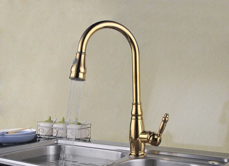 Kaiping Youjia bathroom titanium gold kitchen faucet sink faucet single hole hot and cold faucet 4246