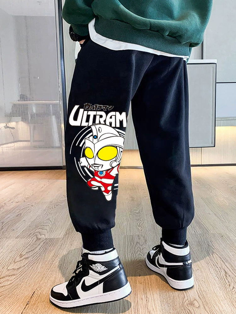Детские осенние мультяшные fleece штаны для мальчиков для отдыха, для подростков, корейский стиль