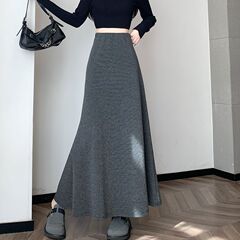 现货2025秋冬新款显瘦糯米裙半身裙中长裙显瘦针织裙女