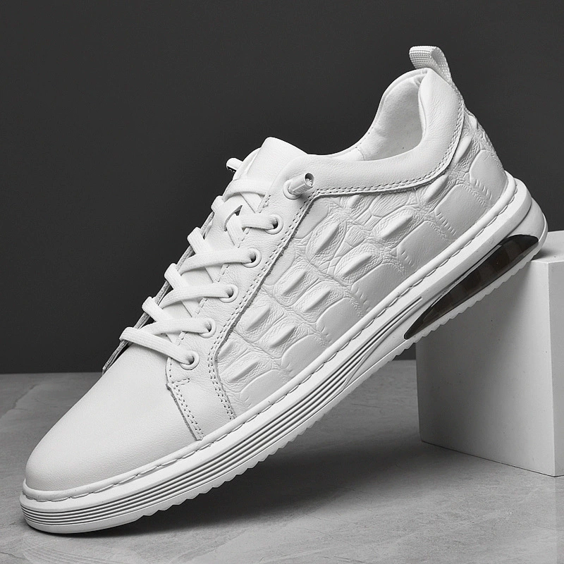 LS9806 Мужская обувь настольная обувь маленькие белые туфли Весенняя низкая Верхняя Плоская верхняя слой воловьей кожи на воздушной подушке модная спортивная повседневная обувь больших размеров