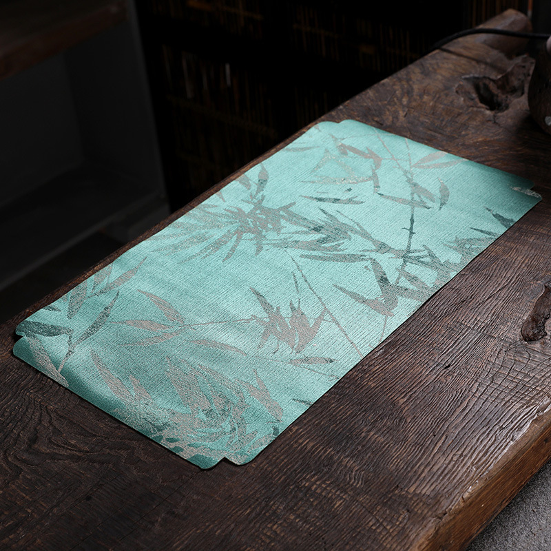 New Chinese-Style Dry Bubble Tea Mat for Home Use, Zen-Inspired Waterproof Tea Tablecloth, High-End Brocade Tea Set, Tea Cup, Teapot Cloth, Versatile