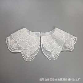 欧根纱底对称双层娃娃领 童装女装百搭服装辅料刺绣花边