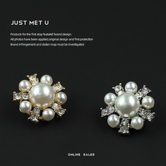 YOKO 雪花狀珍珠帶鑽紐扣金屬小香歐美風雙面尼大衣外套西裝扣子