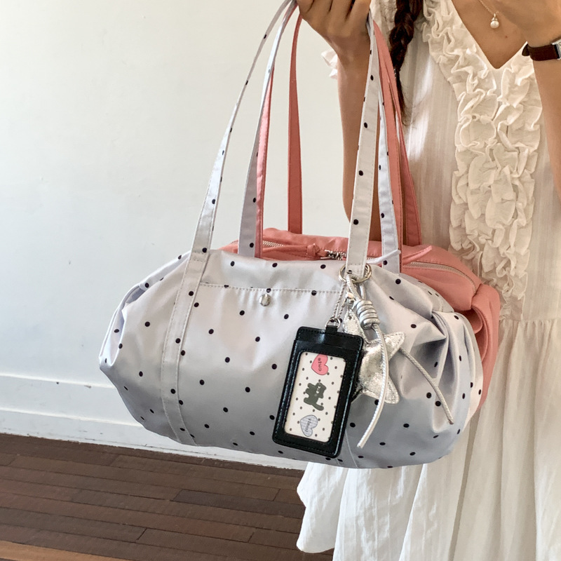 Polka Dot Shoulder Bag Large Capacity Nylon Cloth Bag Ultra-Lightweight Shoulder Crossbody Bag Women's 2026 Commuter Handbag