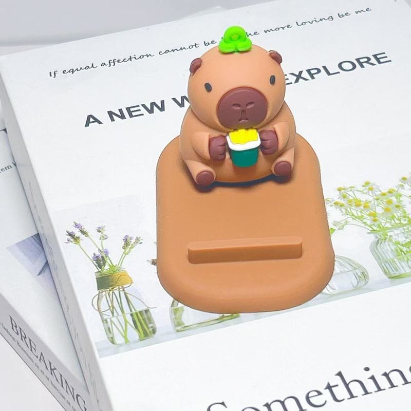 かわいいカピバラ立体公仔怠け者デスクトップスタンド創意携帯電話スタンドプレゼント置物|undefined