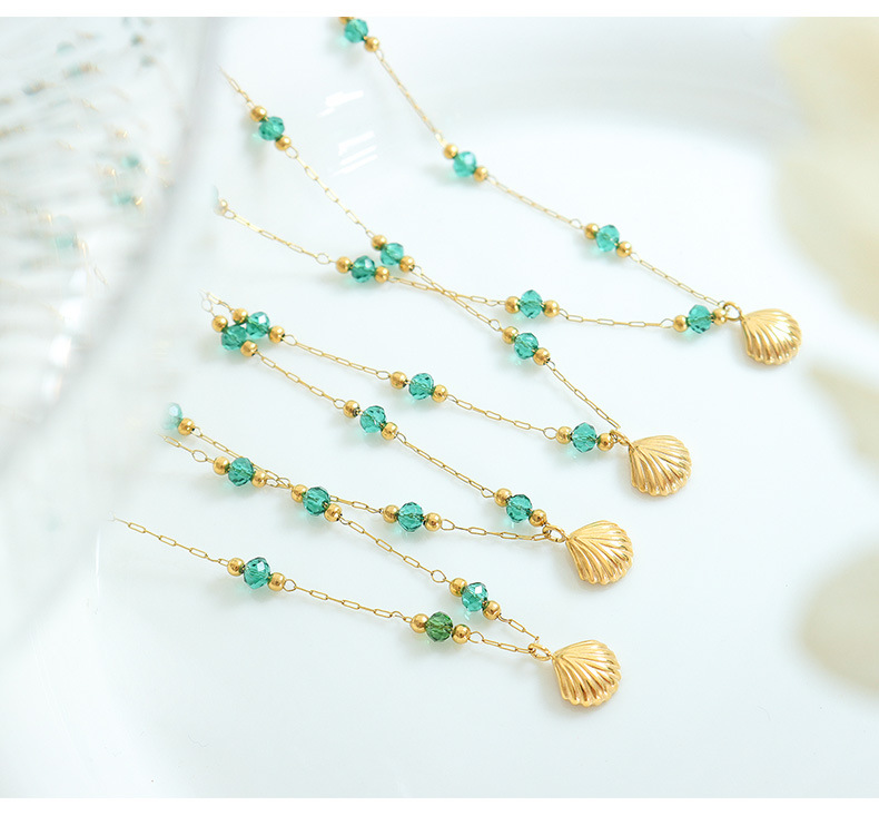 Fashion Shell Titanium Steel Pendant Necklace Beaded Stainless Steel Necklaces_colorza_10