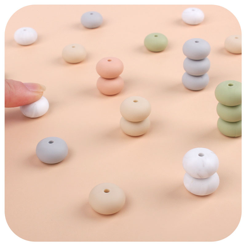Cuentas de Ábaco de silicona de 15mm Cuentas de espaciador Cuentas planas Molar Juguetes DIY teether Cadena de pezón Collar Accesorios de joyería