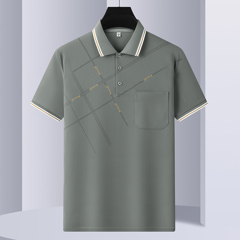 卸売り氷糸polo半袖tシャツ男性中年お父さん襟プリント夏青年運動tシャツ薄手|undefined