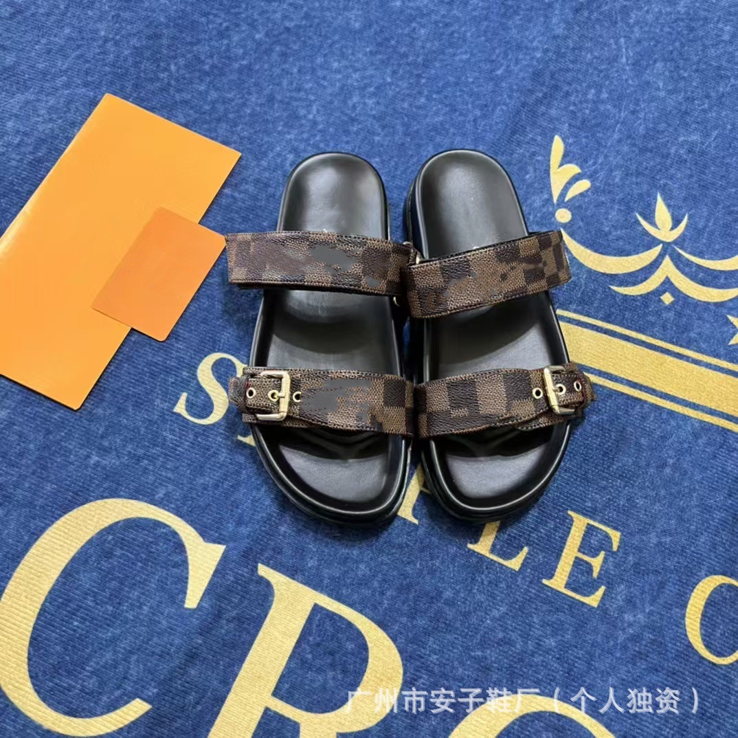 2024 nueva Europa, América, Oriente Medio, Nigeria, Singapur, Camboya, hebilla de cinturón de metal, velcro, zapatillas planas