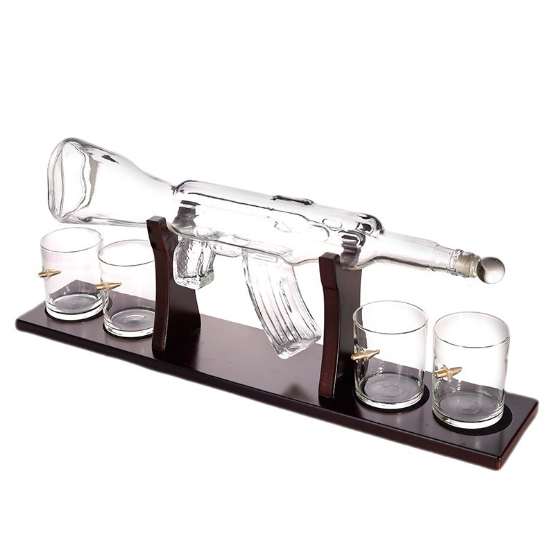 Creativo vaso decantador en forma de rifle conjunto de vino con traje de copa de bala exquisita artesanía vino tinto botella de whisky