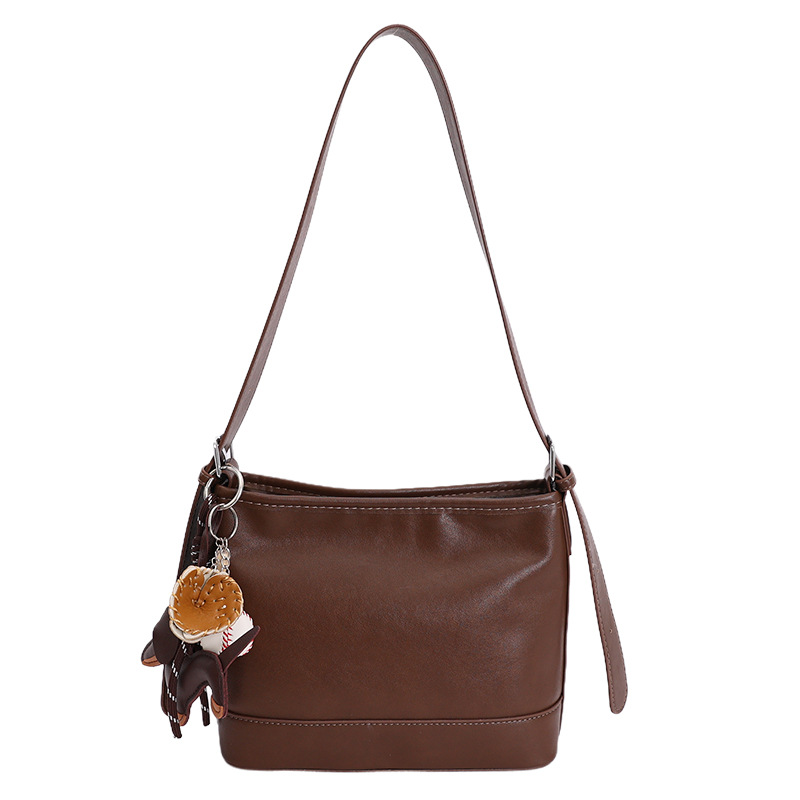 Coreano suave retro bolso de balde para mujeres 2025 invierno nueva moda simple bolso de hombro bolso de viaje