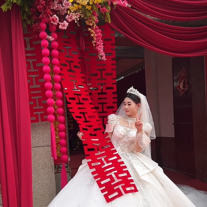 結婚式の庭の装飾、田舎の自作の家の庭の装飾、結婚式の門、長い結婚式の文字のカーテン、ランタンと滝|undefined