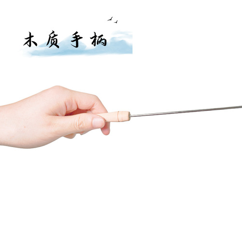 Original manufacturer's ten-piece stainless steel wooden handle barbecue skewers, barbecue-specific kebab skewers for lamb meatballs, outdoor meat skewers