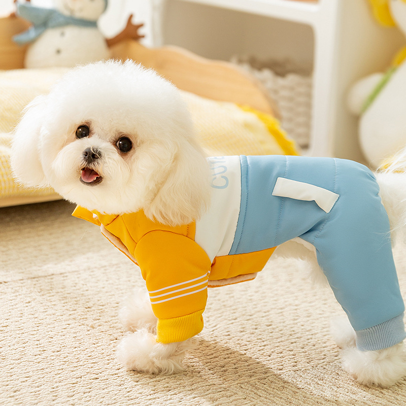Macarón color de marca de moda tracción de algodón de cuatro patas pequeño perro que osos Teddy otoño invierno mascotas ropa de perro al por mayor image 3