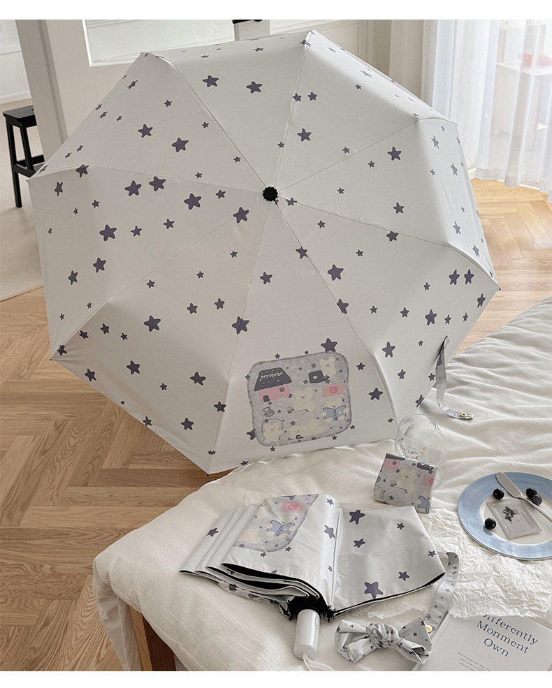 Cute Foldable Uv Sun Umbrella For Girls With Manual Automatic System_voghion.com