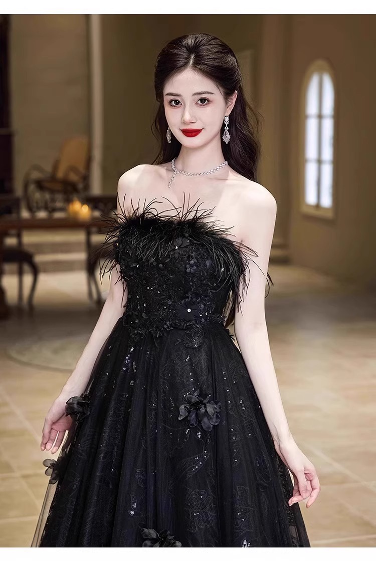 Váy dạ hội quây dáng suông midi chất satin mềm mại — đen chi tiết 18