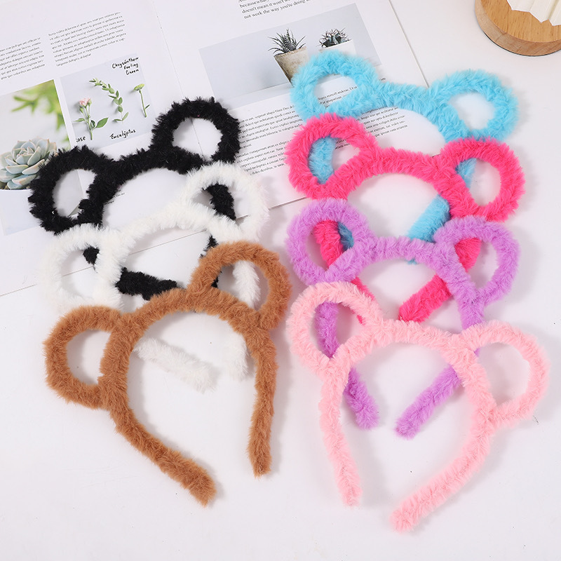 Plush Mickey Ear Headband Korean Style Cute High-end Plush Unlit Headband Accessories Push Gift Hair Accessories