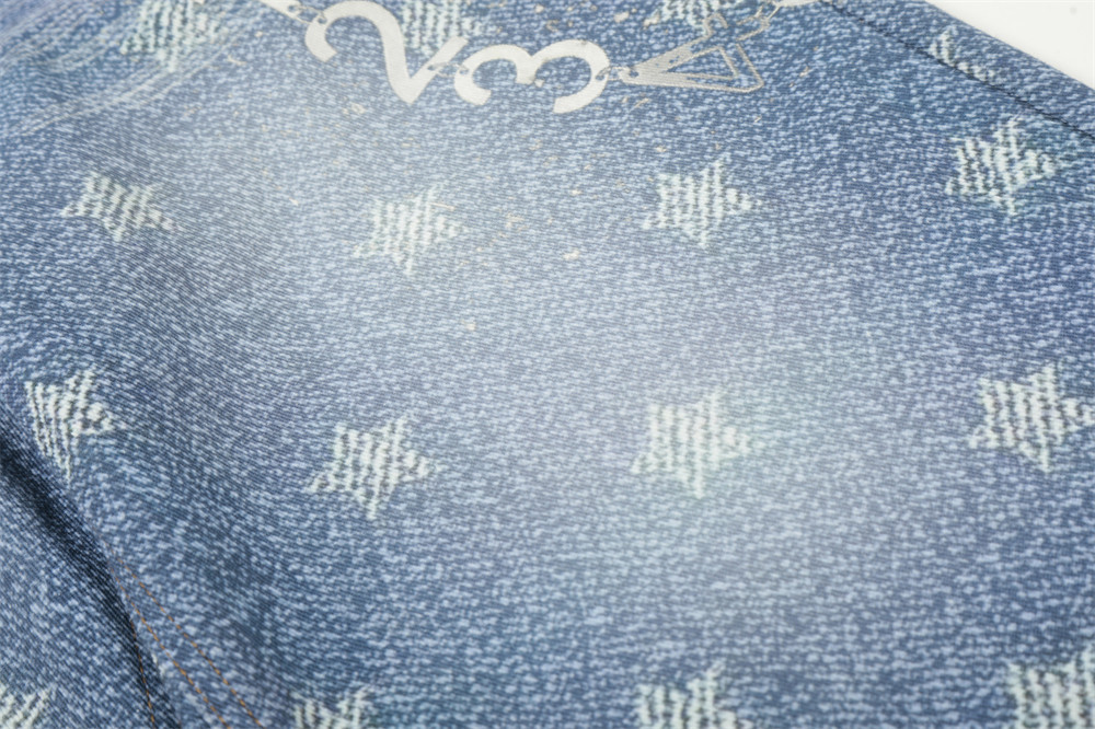 Distressed Denim Shorts For Men With Star Print And Raw Hem_voghion.com