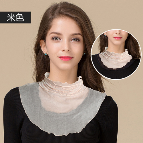 Huaye's new silk mesh sunscreen scarf for women, thin fake collar, mulberry silk interior, decorative neck protector, high collar