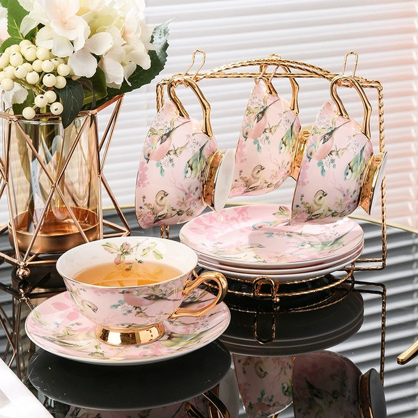 Flower and Bird 4 Cups and 4 Dishes Serving Spoon - Express Package ✦✦