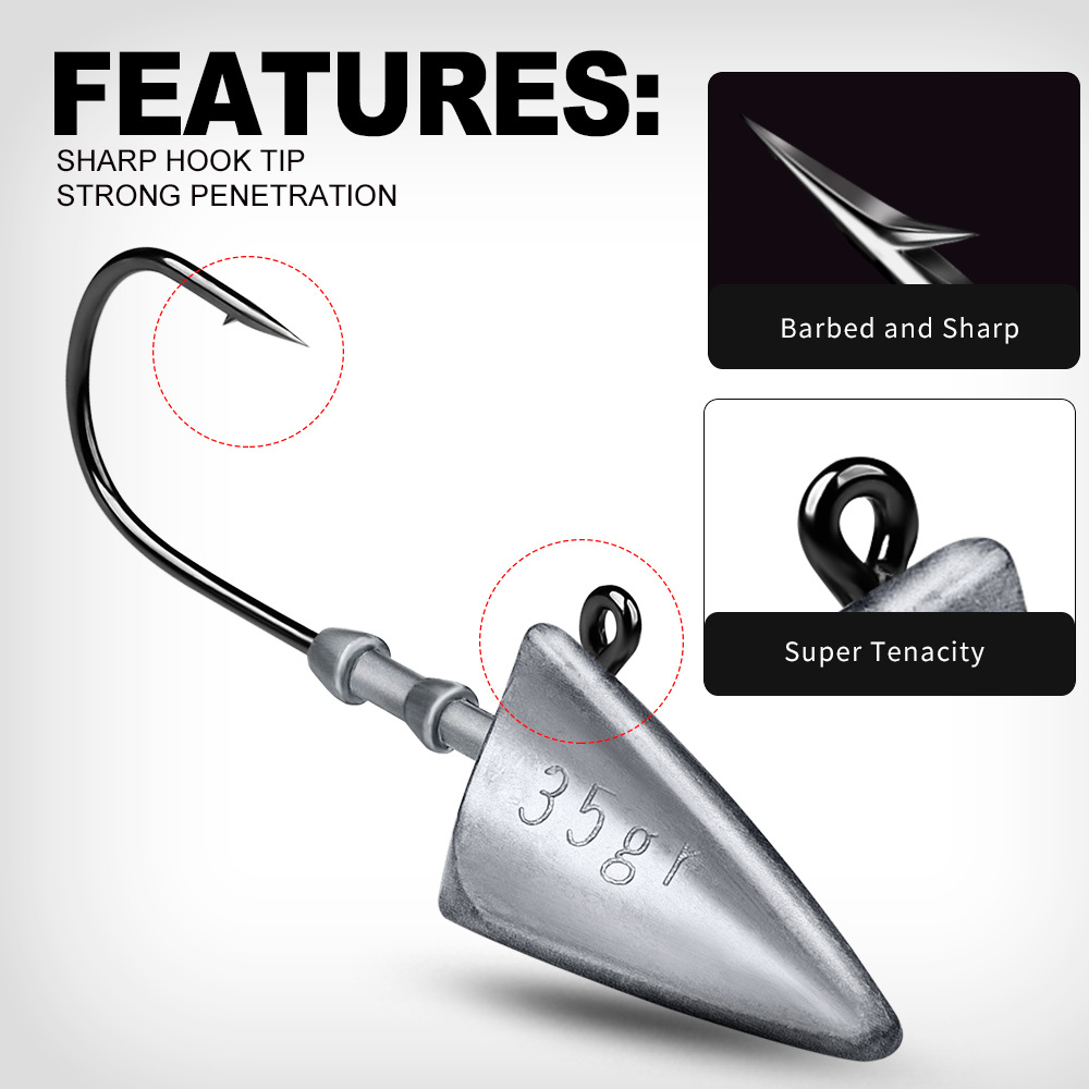 路亞鉛頭鈎 防掛底原色魚頭鉛頭鈎 7g-35g軟蟲鈎配重根釣鈎批發