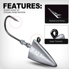 路亞鉛頭鈎 防掛底原色魚頭鉛頭鈎 7g-35g軟蟲鈎配重根釣鈎批發