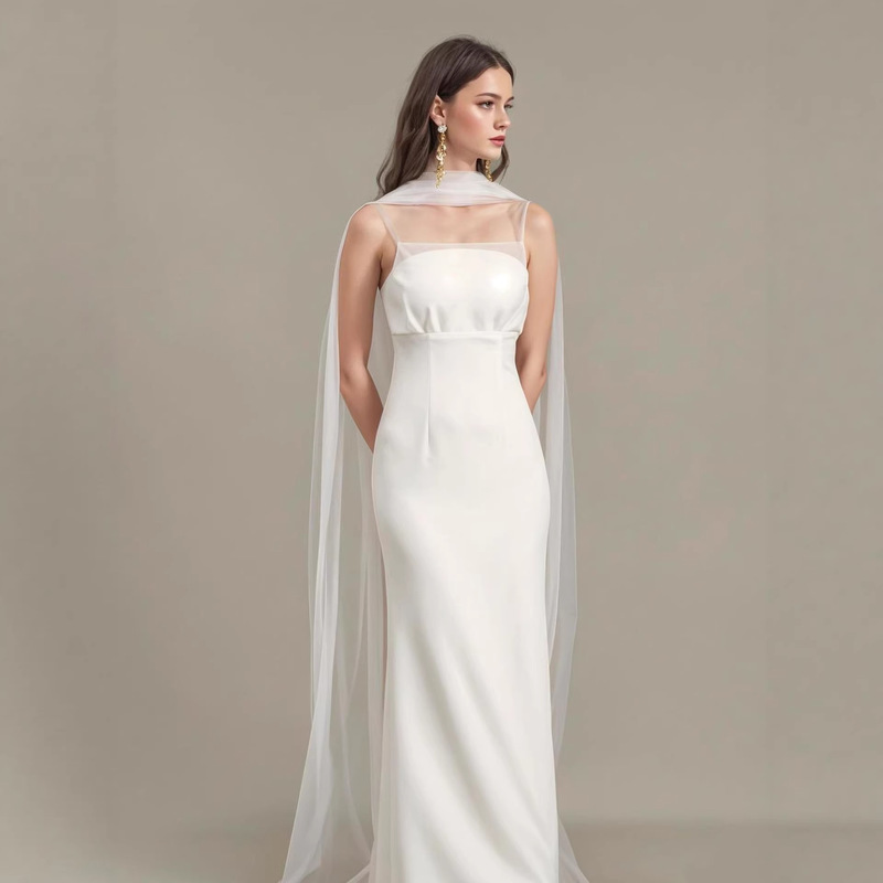 Cross-Border White Light Wedding Dress, Mesh Tank Top Dress, Slim Fit Fishtail Engagement Evening Dress, French Style Dress Wholesale Cross-Border White Light Wedding Dress, Mesh Tank Top Dress, Slim Fit Fishtail Engagement Evening Dress, French Style Dress Wholesale