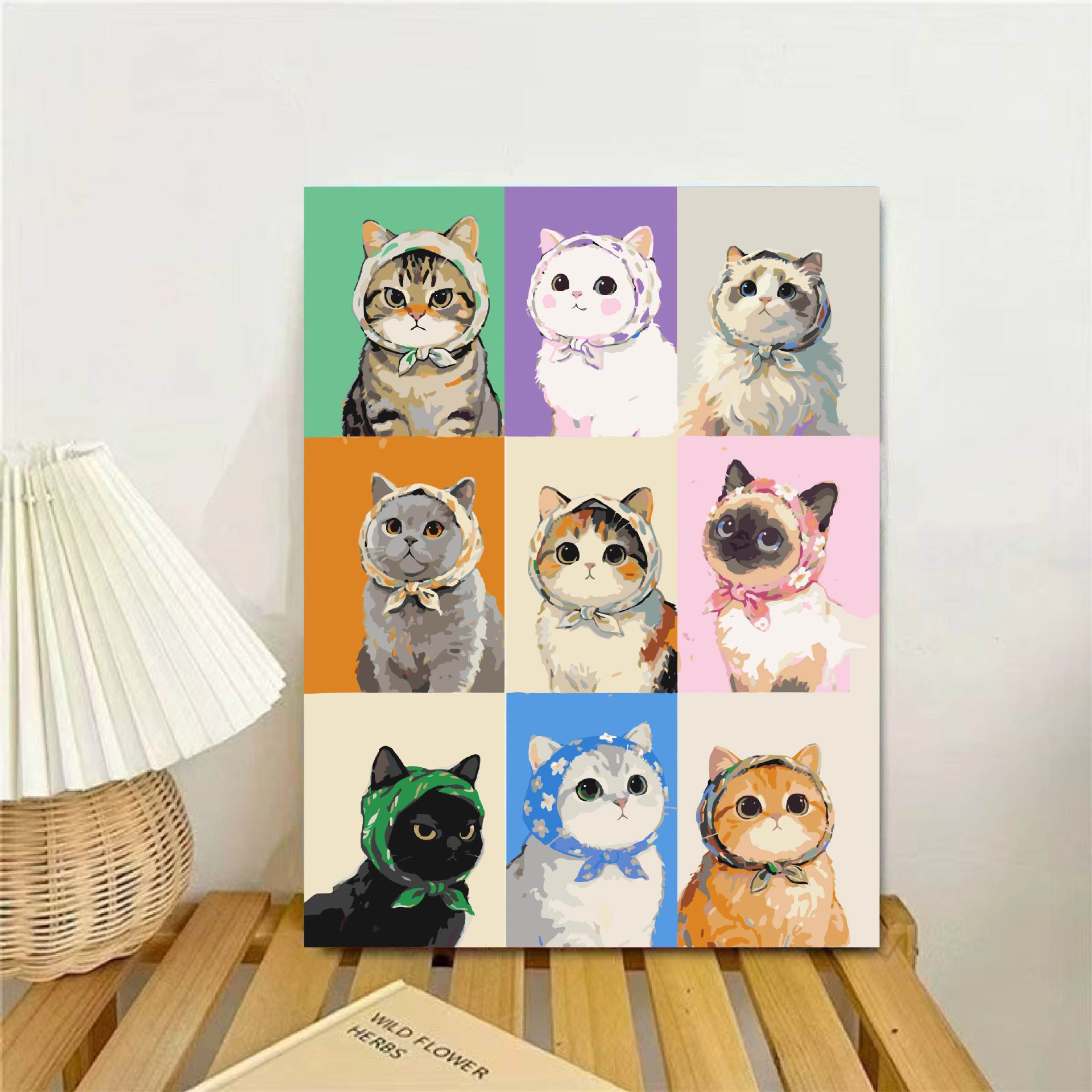 Cariño gatito DIY pintura al óleo digital curar dibujos animados animales hechos a mano regalo acrílico pintura al óleo de color descompresión