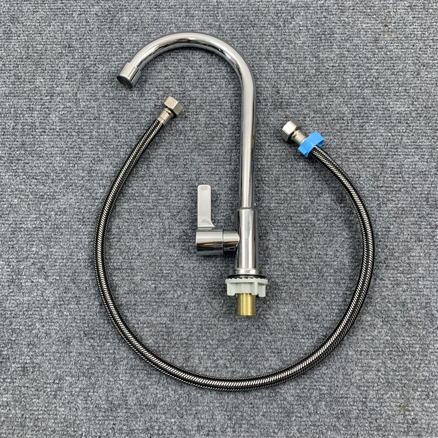 Grifo de fregadero de cocina de agua de acero inoxidable de enfriamiento único, balcón plateado galvanizado, grifo giratorio 360 ° ajustable image 6