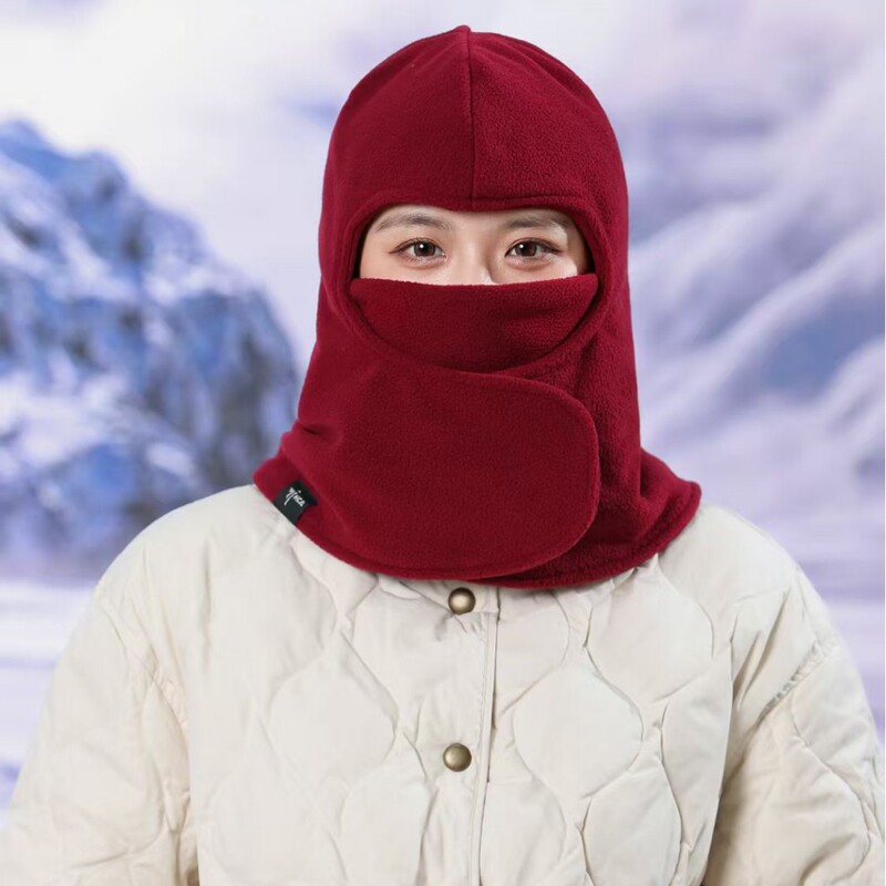 户外防风秋冬帽子男女保暖口罩骑行帽防风防寒加厚抓绒帽滑雪头套|undefined