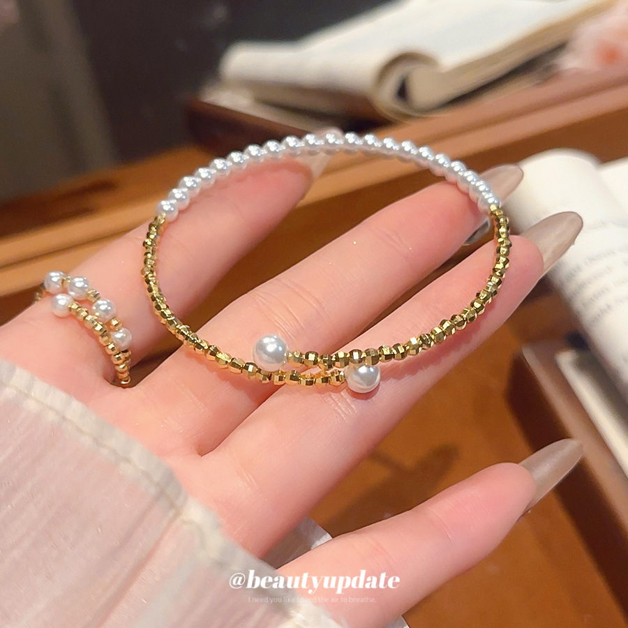 Pearl Beaded Ring Simple Versatile Elegant Bracelet Unique Niche Design Sense Jewelry For Women_voghion.com