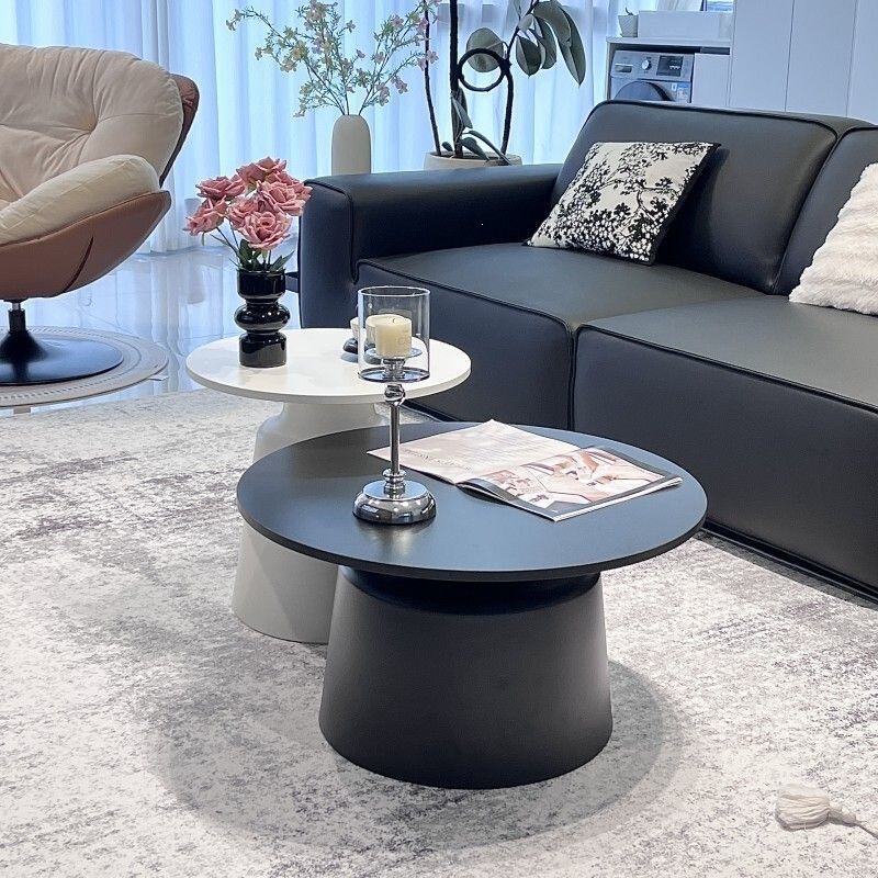 White Cream-Style Home Living Room Coffee Table Set, Trendy Modern Minimalist Small Apartment Round Side Table Small Tea Table White Cream-Style Home Living Room Coffee Table Set, Trendy Modern Minimalist Small Apartment Round Side Table Small Tea Table