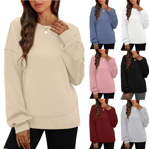 2024 European and American foreign trade cross-border women's Amazon best-selling crew neck loose casual David sweater in stock bulk