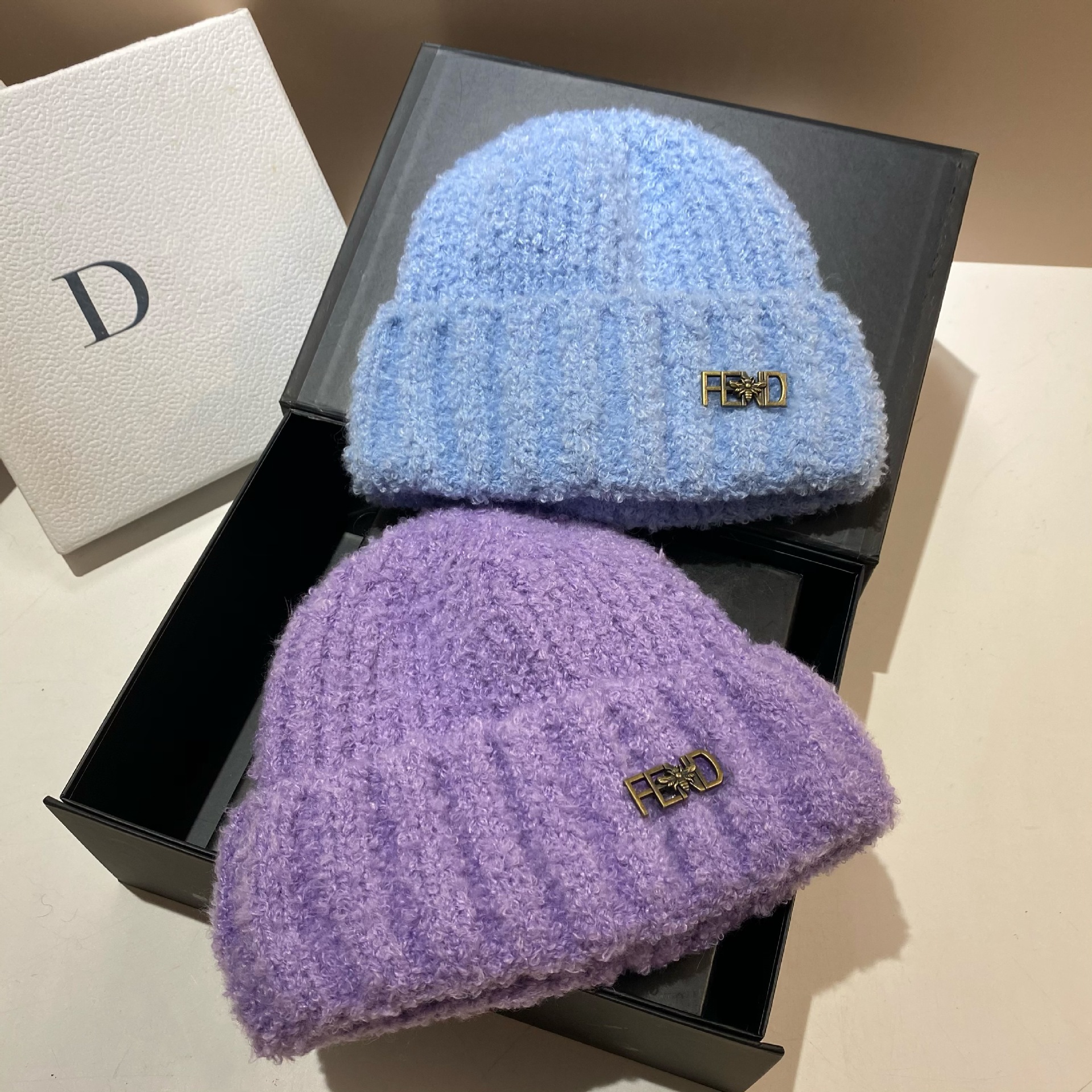 Korejska verzija nove slatke pletene kape s pletenim uzorkom F-labela, zimske tople i debele vjetrootporne kape s janjećim puloverom._voghion.com