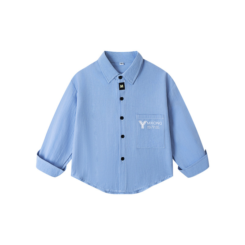 Camisas de manga larga de algodón para niños, camisas de color sólido, cuello de primavera y otoño, ropa interior para niñas coreanas, niños de mediana edad