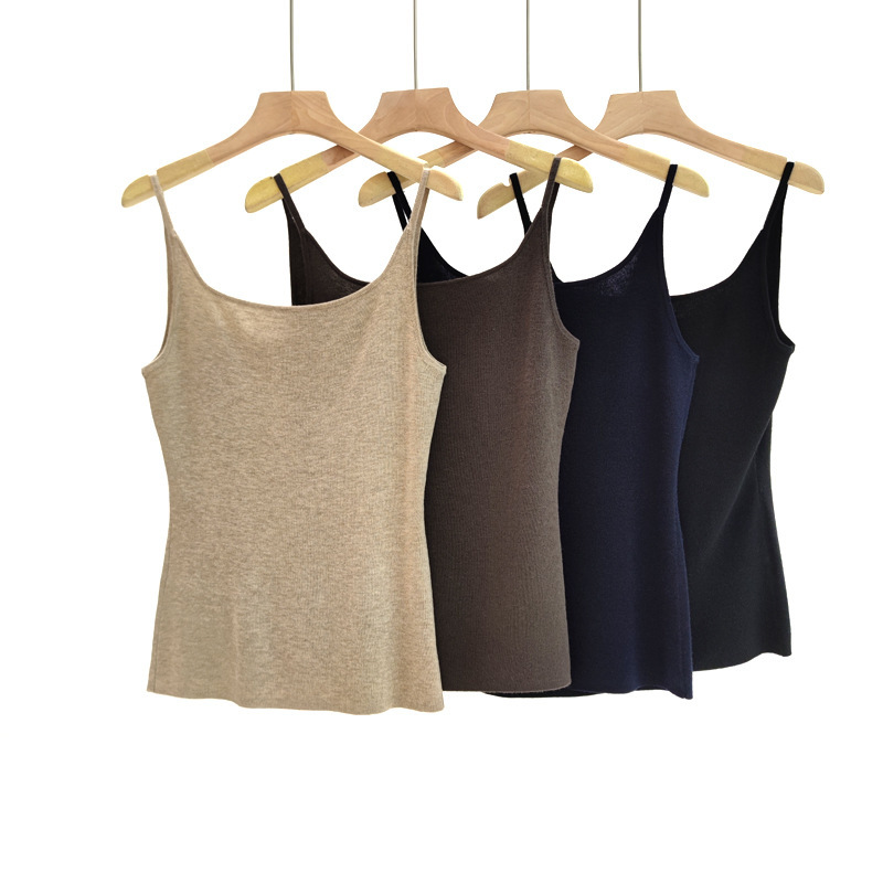 Autumn 6 Wool Camisole Knitted Vest Pure Color Inner Sleeveless Vest Versatile Normcore Style Camisole Autumn 6 Wool Camisole Knitted Vest Pure Color Inner Sleeveless Vest Versatile Normcore Style Camisole