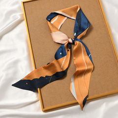 法式系列復古絲巾細窄小長條髮帶飄帶綁包包手柄絲帶裝飾文藝領巾