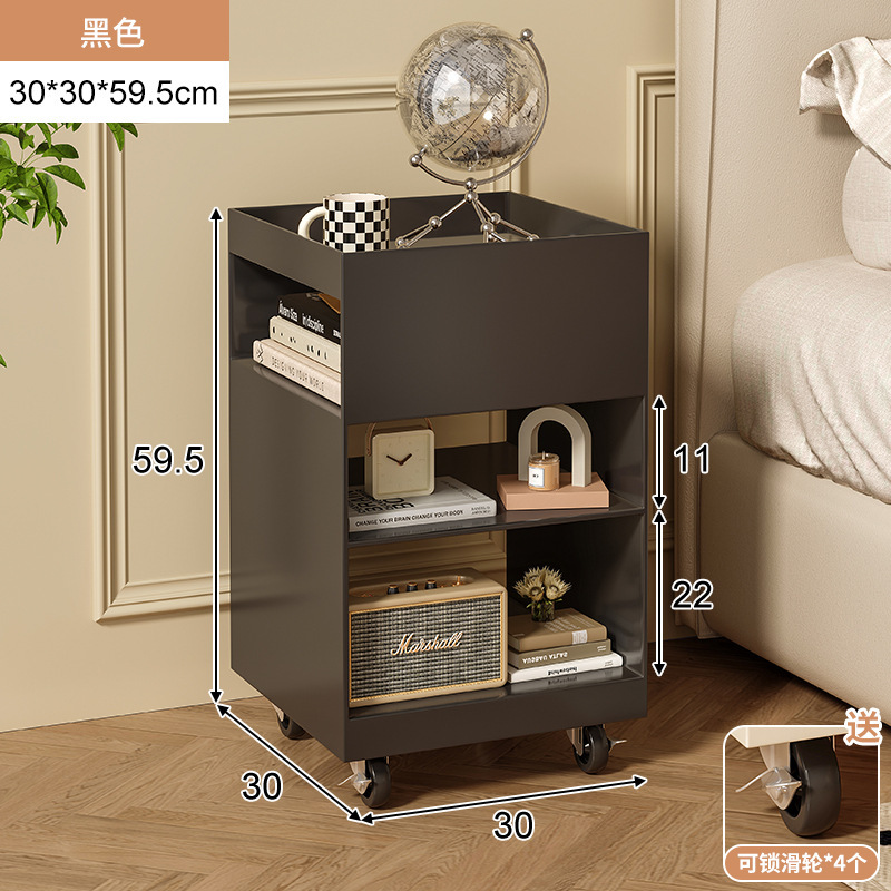 Estante de mesita de noche simple, estante de hierro extraíble, dormitorio doméstico, red roja, carro creativo, almacenamiento, armario lateral