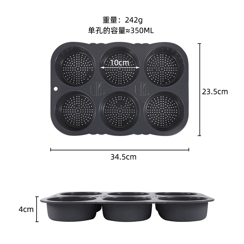 Molde de silicona para hamburguesas, molde para pan casero, nuevo molde para hornear pan perforado, resistente a altas temperaturas