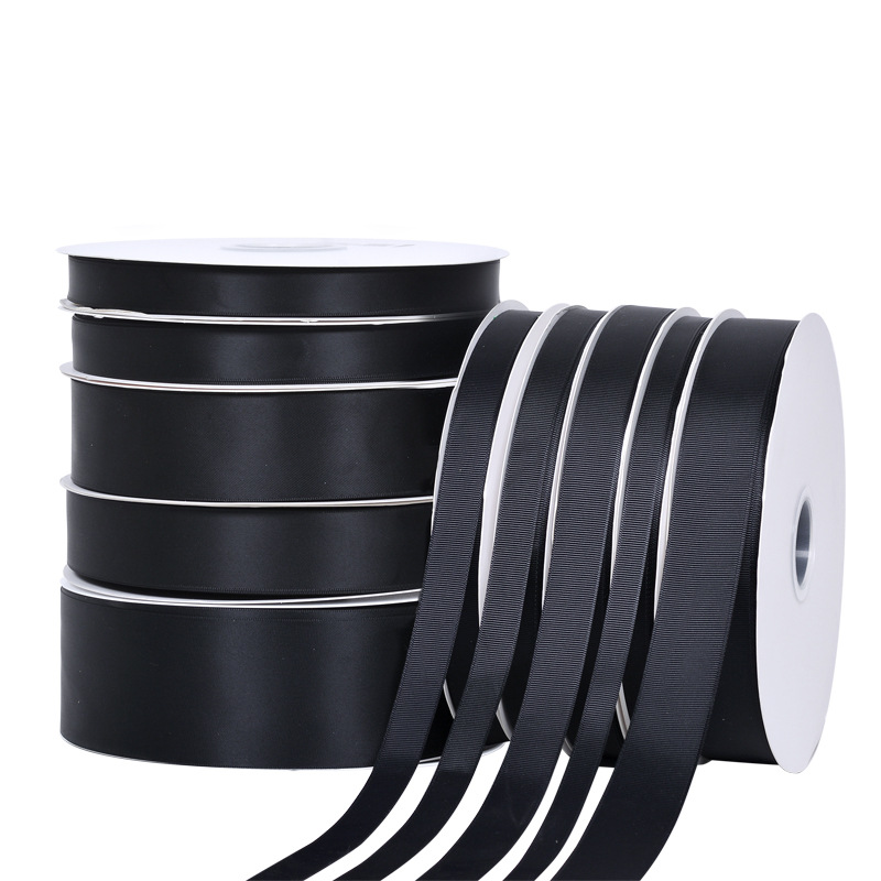 Venta al por mayor Yao Ming cinta en blanco y negro cuerda poliéster de alta densidad con flores caja de regalo accesorios cinta de embalaje cinta de arco