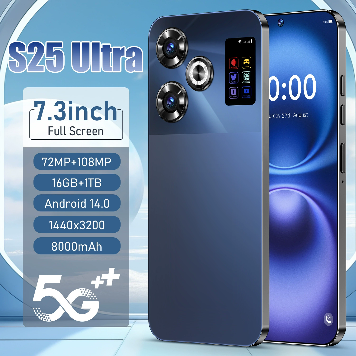 Кроссборд низкие цены популярный S25 Ultra смартфон 7,3-дюймовый большой экран 16+1Т, мобильный телефон завод источник кросс-борд э-комmerce